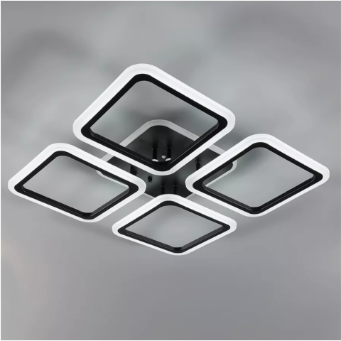 Люстра світлодіодна з пультом та додатком для телефону Room RGB 70W 4S чорна