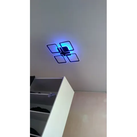 Люстра світлодіодна з пультом та додатком для телефону Room RGB 70W 4S чорна