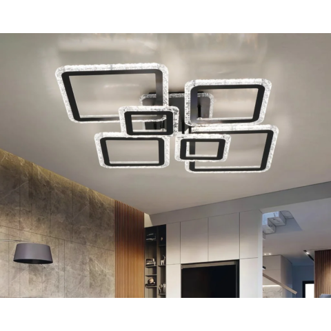 Люстра світлодіодна з пультом та додатком для телефону OVAL ICE RGB 120W чорна