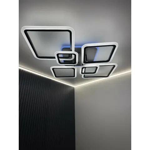 Люстра світлодіодна з пультом та додатком для телефону OVAL RGB 120W чорна