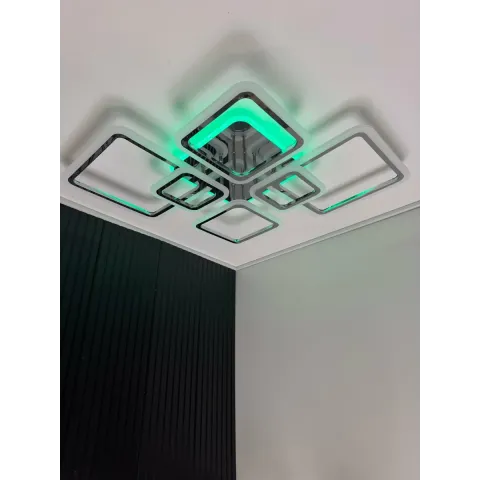 Люстра світлодіодна з пультом та додатком для телефону OVAL RGB 120W хром