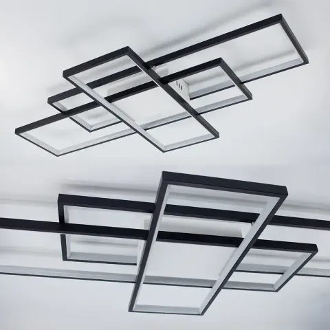 Світлодіодна люстра з пультом та мобільним додатком SVEN 110W 3S чорний+білий