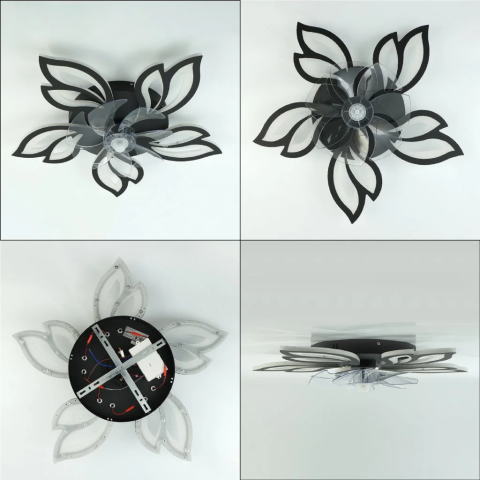Люстра чорна світлодіодна з вентилятором FAN ASTRA 85W