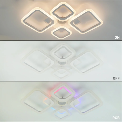 Музична LED люстра на пульті OVAL RGB MUSIC 80W 5S біла