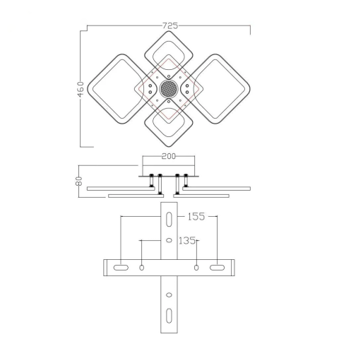 Музична LED люстра на пульті OVAL RGB MUSIC 80W 5S біла
